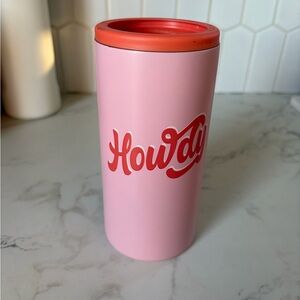 pink stainless steel slim can cooler